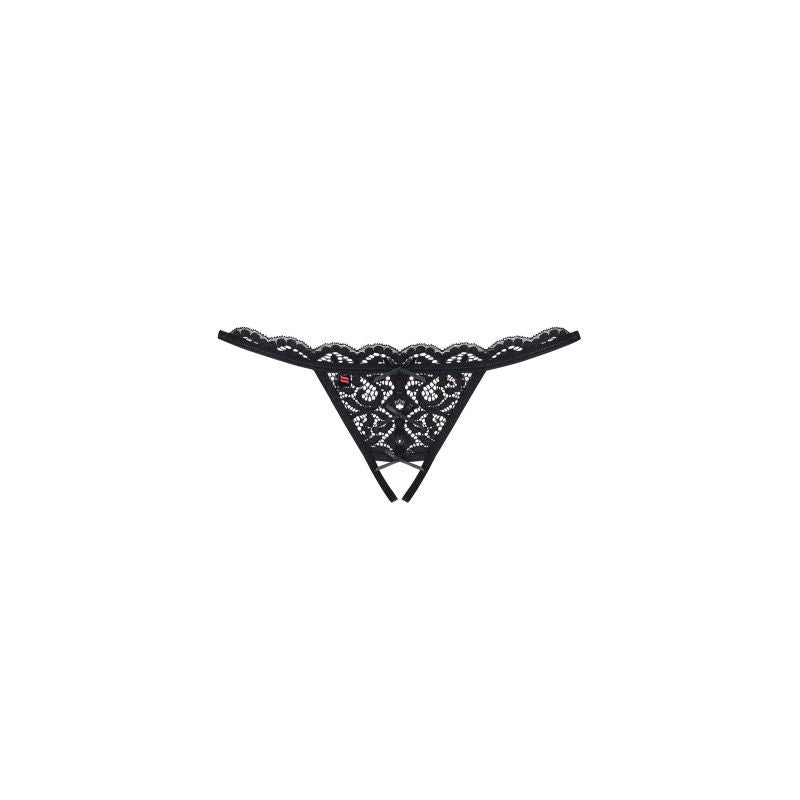 Crotchless Lace Thong Black Panties