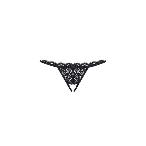 Crotchless Lace Thong Black Panties