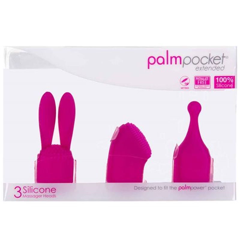 PalmPower Pocket Extended Silicone Massage Heads 3 Pc Set Pink > Sex Toys > Replacement Parts