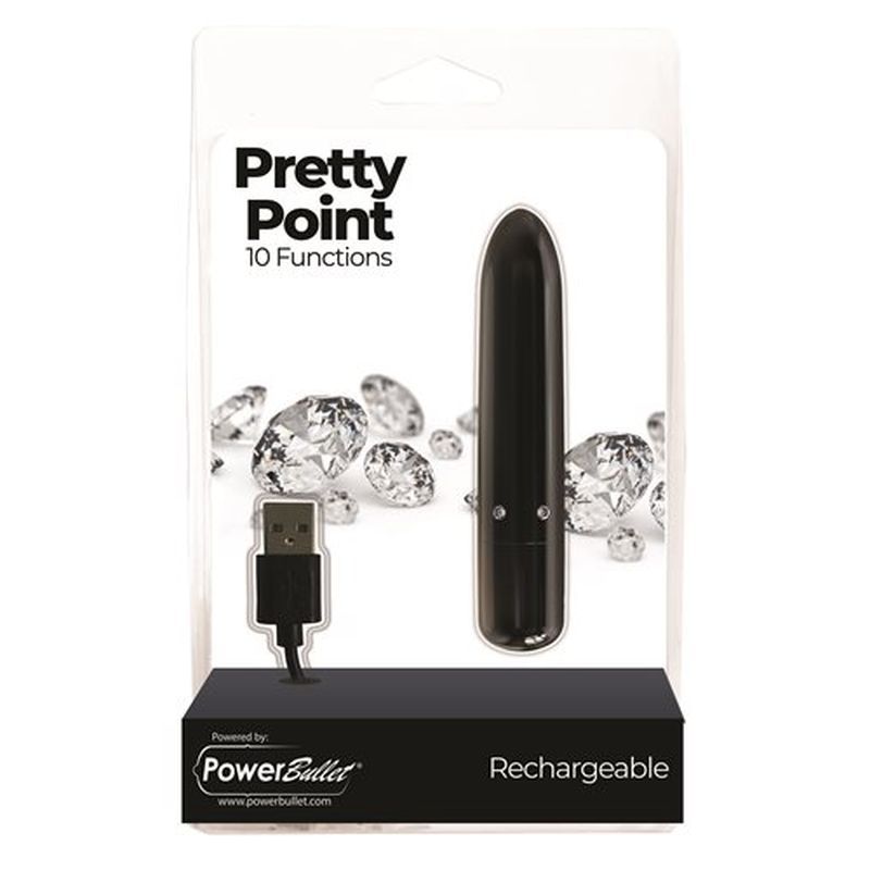 Pretty Point 4in Power Bullet Black Vibrator with 10 Functions BULLETS