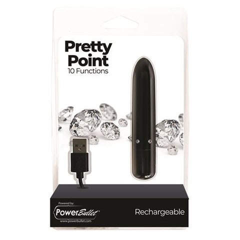 Pretty Point 4in Power Bullet Black Vibrator with 10 Functions BULLETS