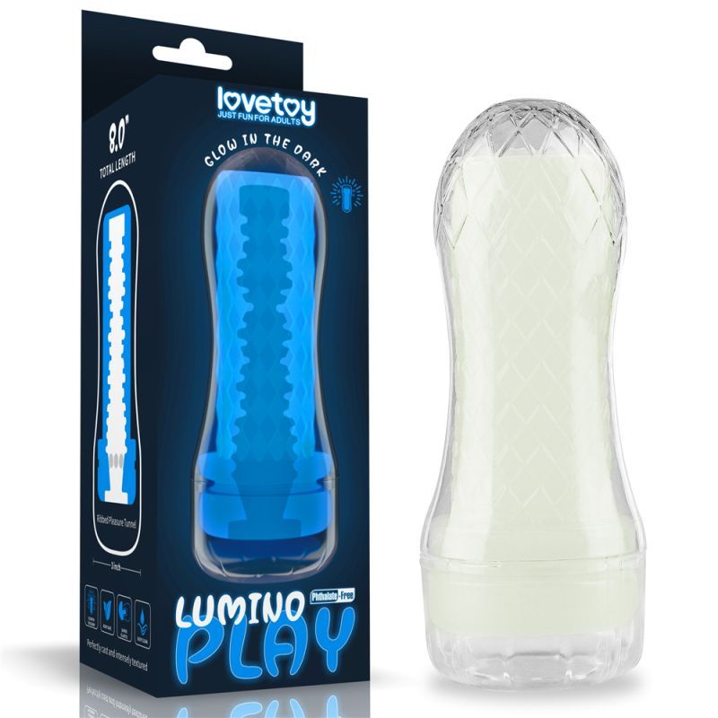 Lumino Play Ribbed Masturbator Clear > Sex Toys For Men > Masturbators Cup Main image