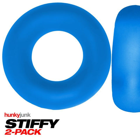 Stiffy 2 Piece Bulge Cockrings by HunkyJunk in Teal Ice COCK RING Set