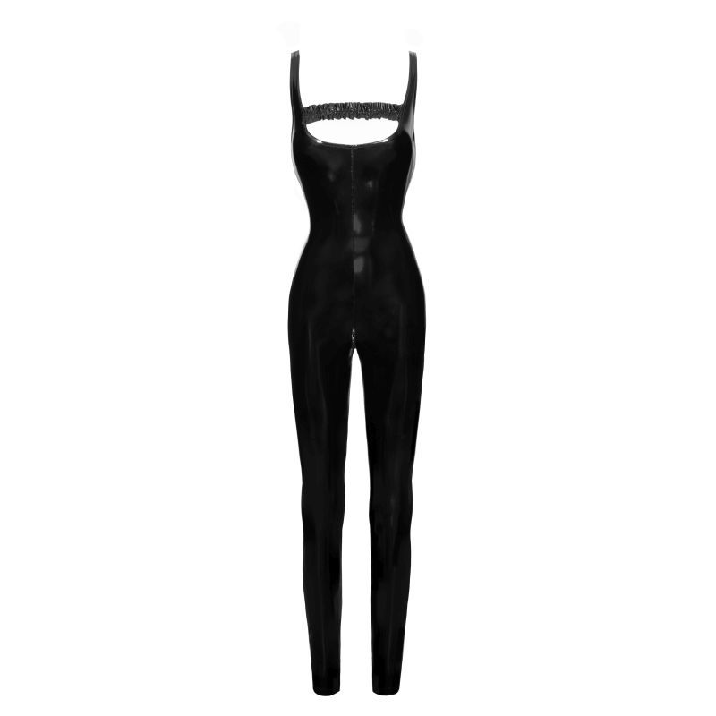 PVC Overall with Two Way Zipper for Bold Style and Easy Access Womens Latex