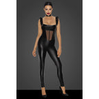 Power Wetlook Overall with Tulle Panel Black Small > Clothes > Womens Latex