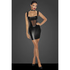 Noir Power Wetlook Short Dress with Front Tulle Inserts Black Large > Clothes > Womens Latex