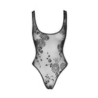 Tulle Bodysuit with Patterned Flock Embroidery > Clothes > Bodies and Playsuits
