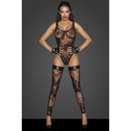 Tulle Bodysuit with Patterned Flock Embroidery Black Medium > Clothes > Bodies and Playsuits