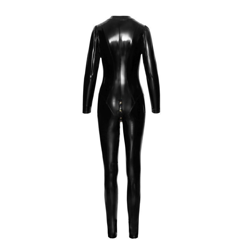 Long Button-Up PVC Overall Lingerie With Curved Seam Design Womens Latex