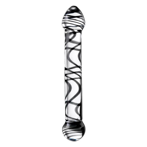 Sexus Glass Dildo Duo Black Swirl 20.5cm Intimate Pleasure Toy DONGS Glass