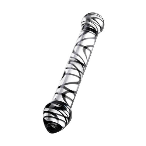 Sexus Glass Dildo Duo Black Swirl 20.5cm Intimate Pleasure Toy DONGS Glass
