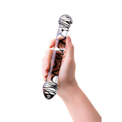 Sexus Glass Dildo Duo Black Swirl 20.5cm Intimate Pleasure Toy DONGS Glass