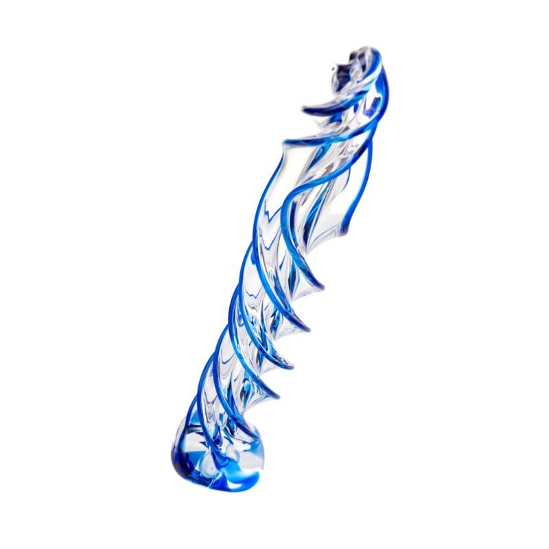 Sexus Glass Dildo Blue Helix 18.7 Centimeters DONGS Glass