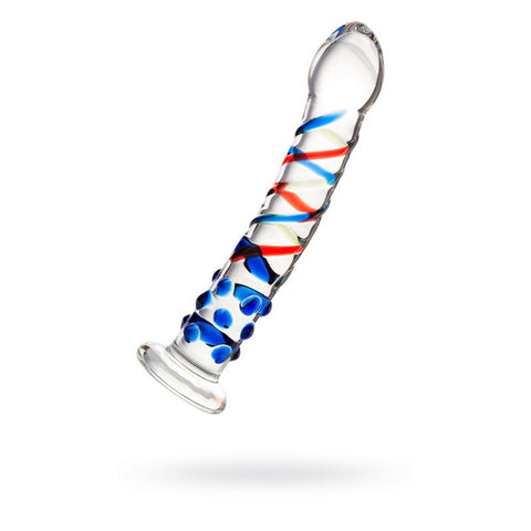 Sexus Glass Dildo with Blue Tip 18cm DONGS Glass