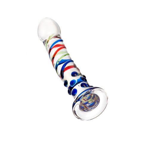 Sexus Glass Dildo with Blue Tip 18cm DONGS Glass