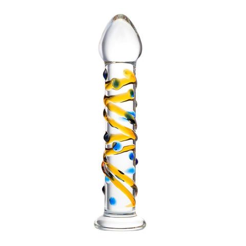 Sexus Glass Dildo Yellow 17.2 Centimeters Body Safe Adult Toy DONGS Glass