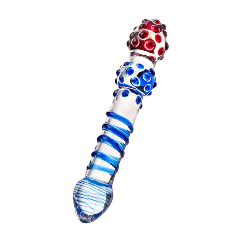 Sexus Glass Dildo in Blue and Red 20.5cm Elegant Clear > Glass > Dildos