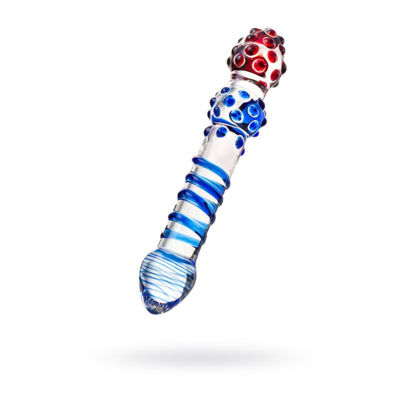 Sexus Glass Dildo in Blue and Red 20.5cm Elegant Adult Toy DONGS Glass