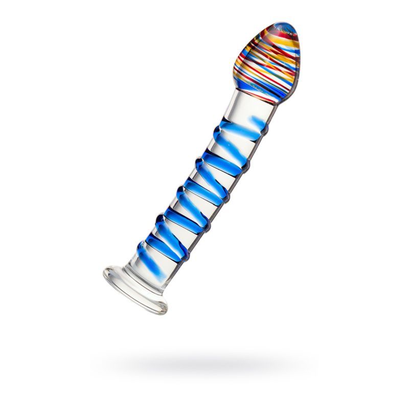 Sexus Glass Dildo with Blue Swirls 18cm Blue > Glass > Dildos Main image