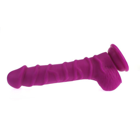 Realistic Dildo with Ridged Shaft and Balls in Pink 20cm Dongs Realistic