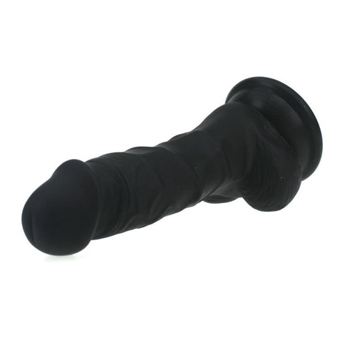 Realistic Dildo with Veined Shaft and Balls in Black Silicone Dongs Realistic