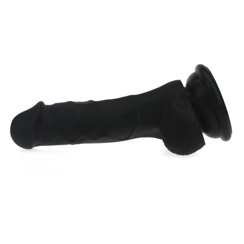 Realistic Dildo with Veined Shaft and Balls in Black Silicone Dongs Realistic