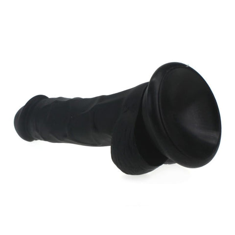 Realistic Dildo with Veined Shaft and Balls in Black Silicone Dongs Realistic