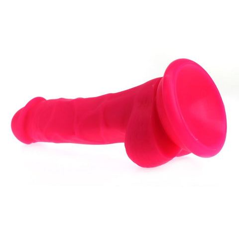 Realistic Dildo with Veined Shaft and Balls in Pink Dongs Realistic