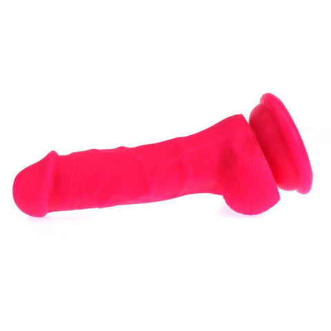 Realistic Dildo with Veined Shaft and Balls in Pink Dongs Realistic