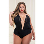 Baci Lingerie Sexy Satin Teddy With Lace And Chain Detail Black Queen > Clothes > Teddies