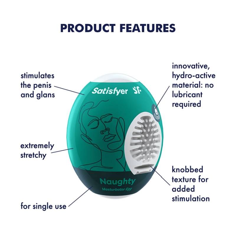 Satisfyer Masturbator Egg Naughty Compact Pleasure Device Strokers - Cup|Egg