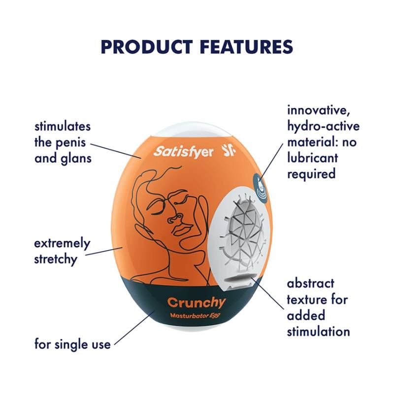 Satisfyer Masturbator Egg Crunchy - Travel Size Pleasure Egg Strokers - Cup|Egg