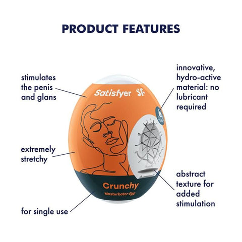 Satisfyer Masturbator Egg Crunchy - Travel Size Pleasure Egg Strokers - Cup|Egg
