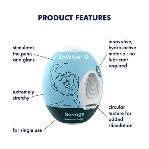 Satisfyer Masturbator Egg Savage Compact Pleasure Toy Strokers - Cup|Egg