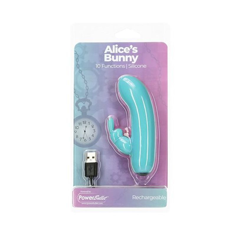 Alice's Bunny 4 Inch Bullet with Rabbit Sleeve Teal > Vibrators > Ladies > Rabbit