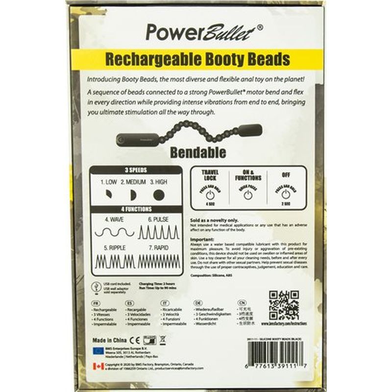 Booty Beads Black - Flexible Vibrating Anal Toy > Anal Range > Anal Beads