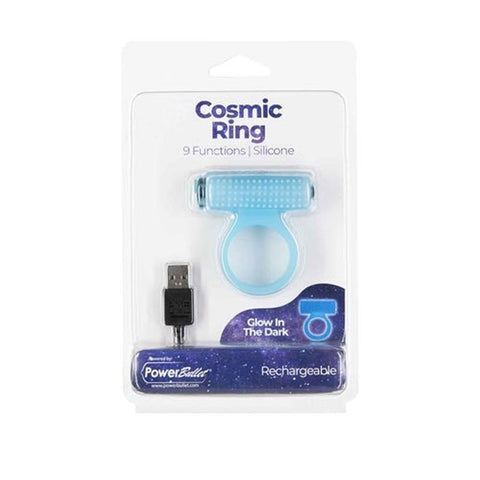 Power Bullet Cosmic Cock Ring w Bullet Glow in the Dark Cock Rings Vibrating