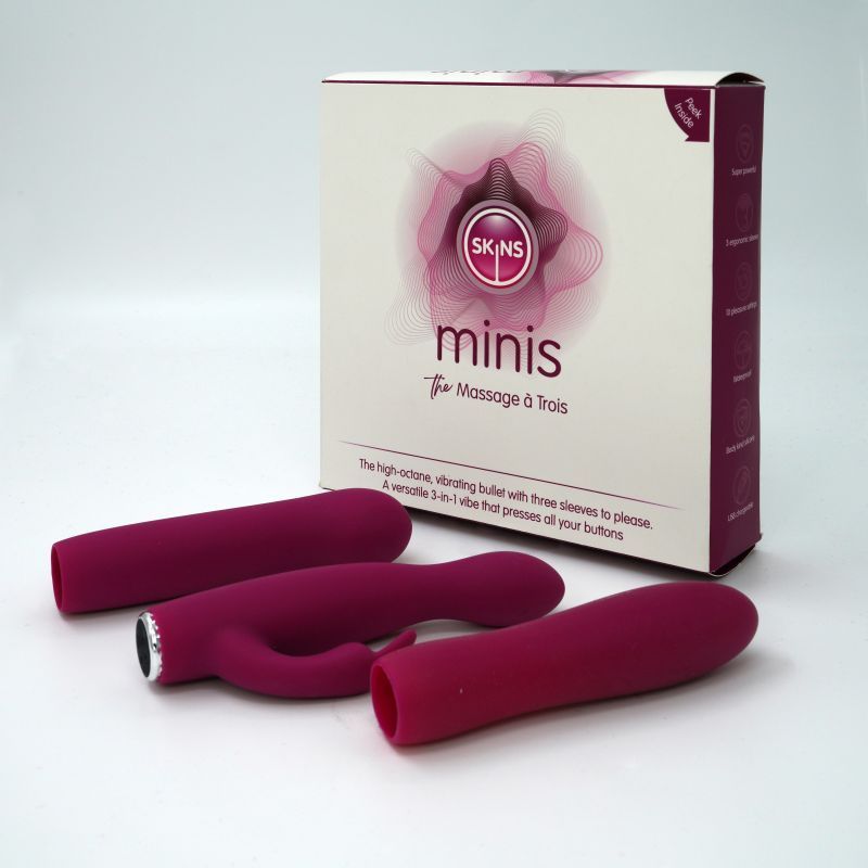 Skins Minis - Massage A Trois Pleasure Set with 3 Covers BULLETS