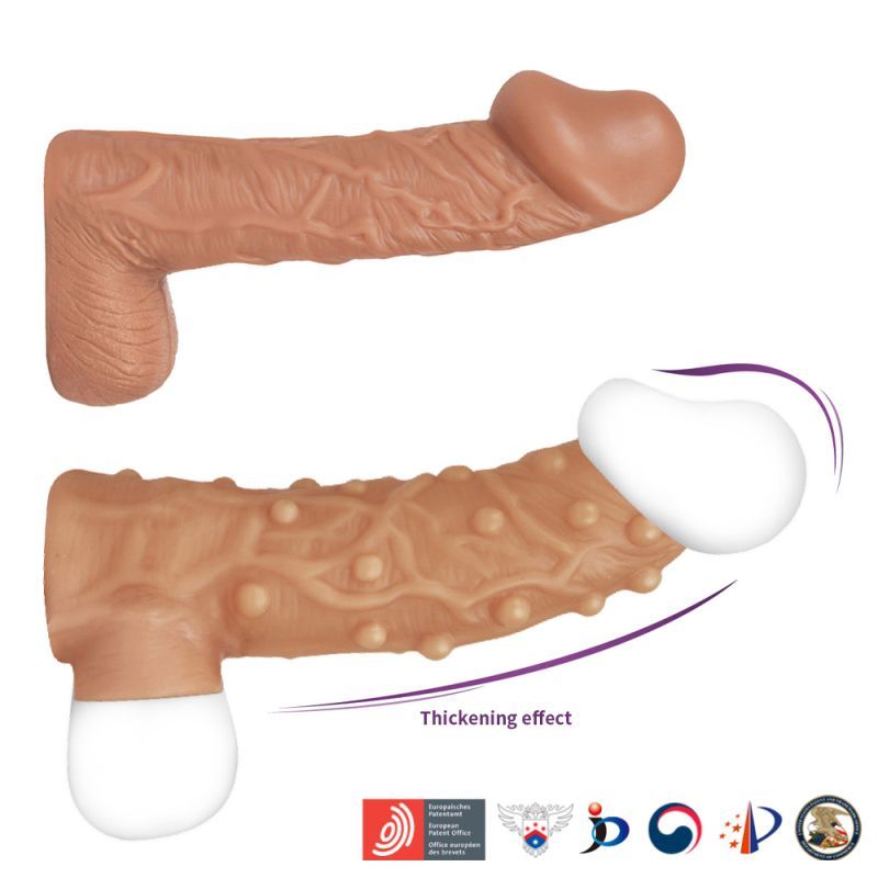 Nude Sleeve 10cm Shaft Soft Silicone Girth Enhancer with Studs > Sex Toys For Men > Penis Sleeves