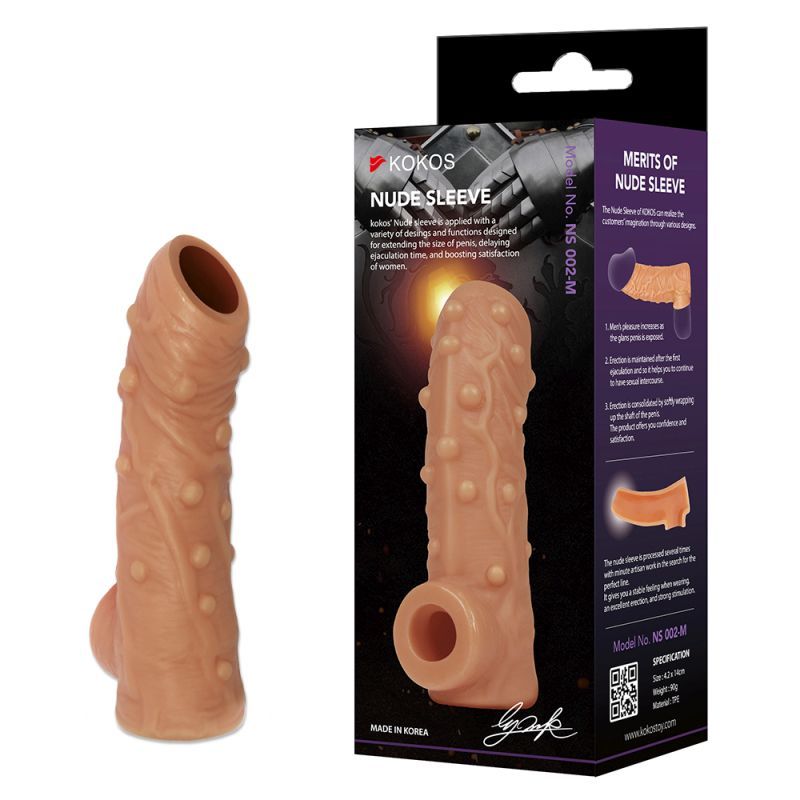 Nude Sleeve 10cm Shaft Soft Silicone Girth Enhancer with Studs > Sex Toys For Men > Penis Sleeves