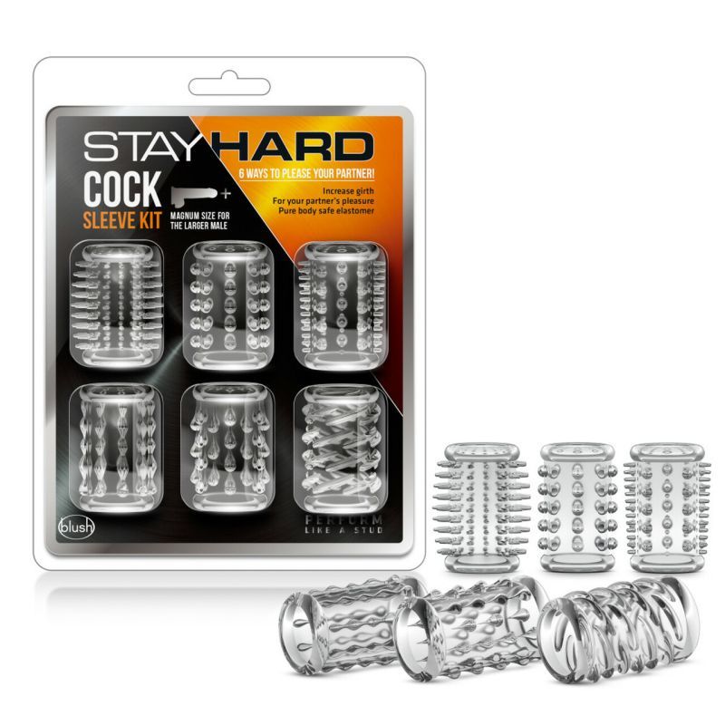 Stay Hard Cock Sleeve Kit Six Pack Penis Sleeves for Enhanced Pleasure and Performance Clear SLEEVES