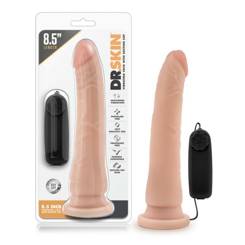 Dr. Skin 8.5 Inch Vibrating Realistic Cock (Vanilla) – Slim Vibrator With Suction Cup > Vibrators > Realistic Vibrators