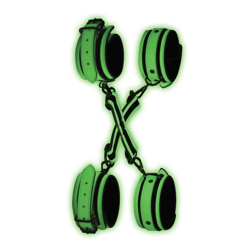 Kink In The Dark Glowing Hog Tie Set Fluorescent Green > Bondage Gear > Restraints
