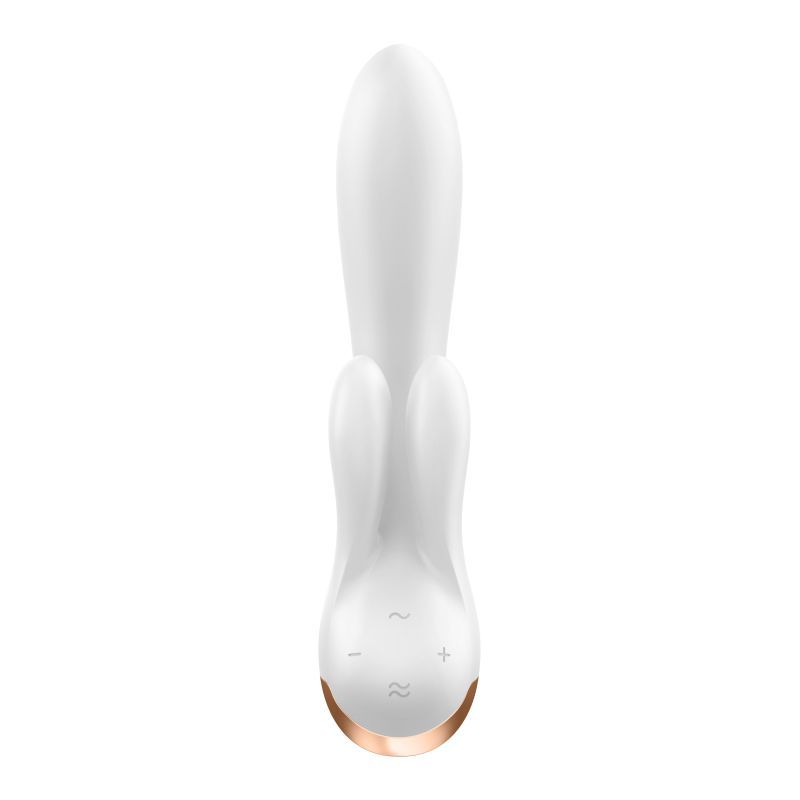 Satisfyer Double Flex App Rabbit Vibrator White 8 Inch VIBRATORS-RABBIT