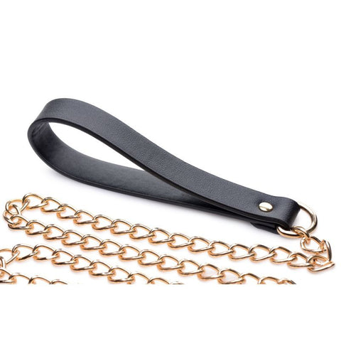 Leashed Lover Black and Gold Chain Leash Adult Bondage Accessory > Bondage Gear > Collars