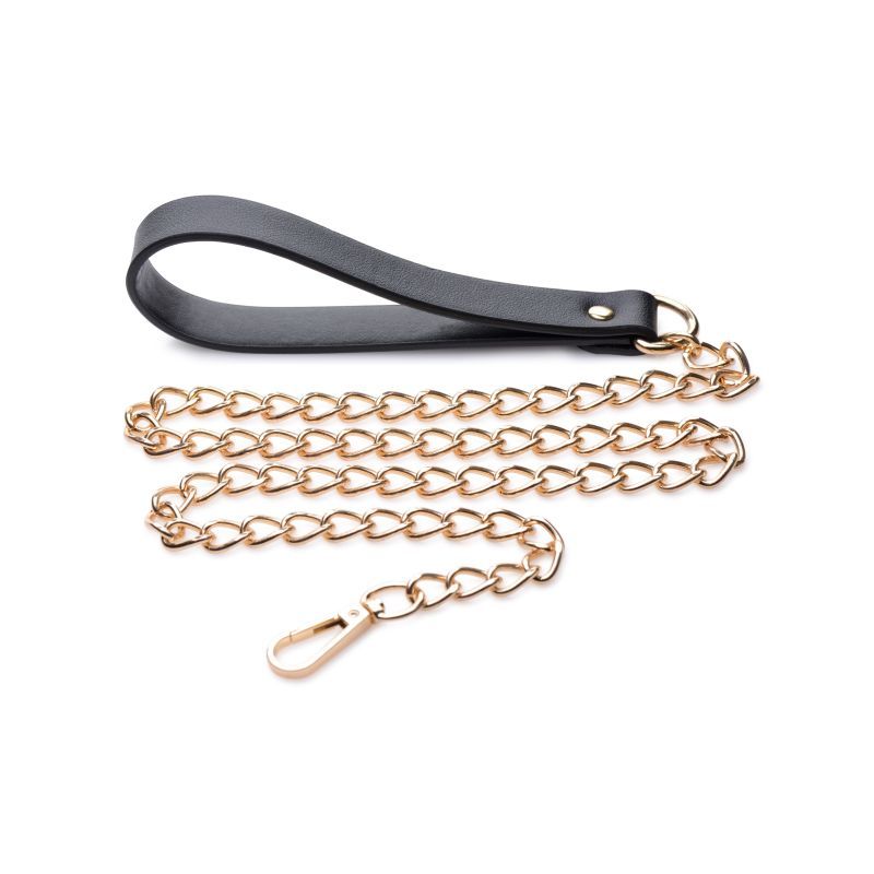 Leashed Lover Black and Gold Chain Leash Adult Bondage Accessory > Bondage Gear > Collars