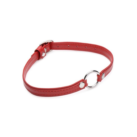 Fiery Pet Leather Choker with Silver Ring in Red Womens Leather