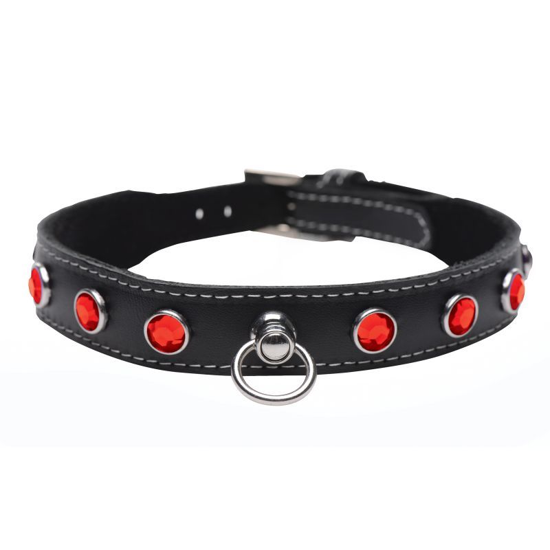 Bling Vixen Leather Choker with Red Rhinestones > Bondage Gear > Collars