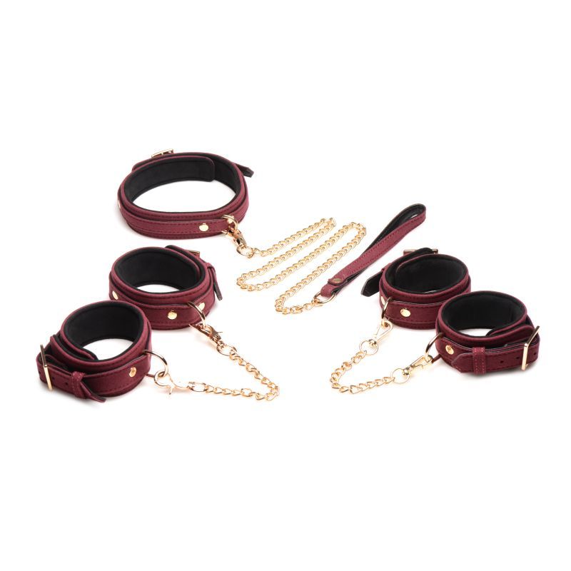 6 Pc Velvet Bondage Set Burgundy > Bondage Gear > Bondage Kits