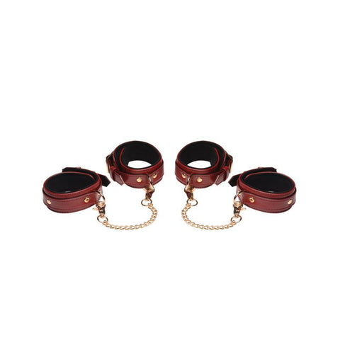 6 Pc Bondage Set Burgundy with Adjustable Cuffs > Bondage Gear > Bondage Kits